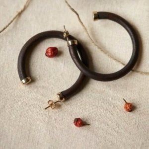 Sezane Philipine Hoop Earrings, Wood, One size
